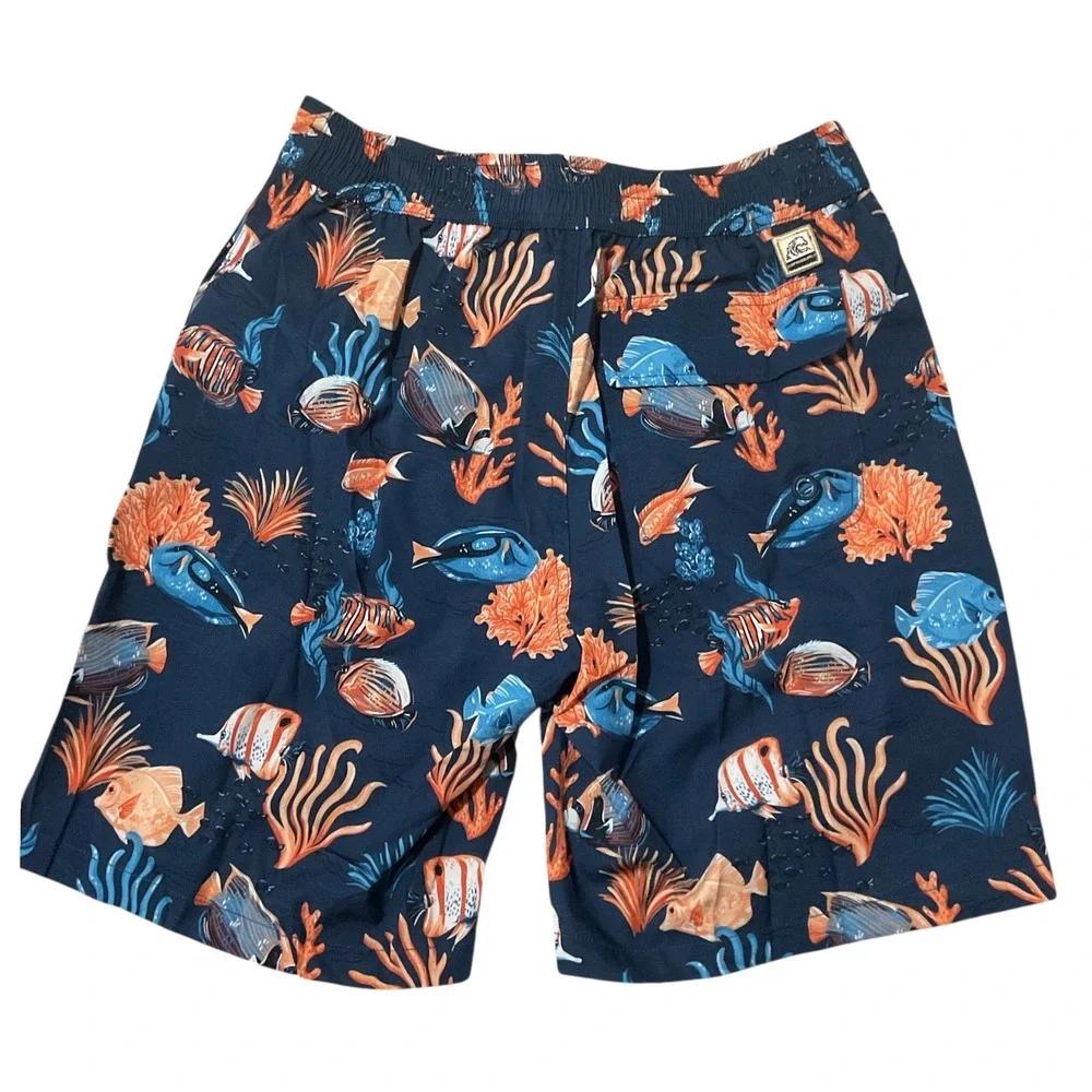 Surfside‎ Vibrant Tropical Fish & Coral Swim Shorts Men's Size XS Lined NWT